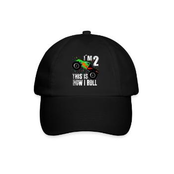 Geburtstag Junge 2 Jahre Monster Truck Geschenk - Baseballkappe - Schwarz/Schwarz - Vorne
