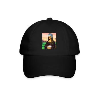 Mona Lisa Rugby Rugger Wear Rugbyspieler Geschenk - Baseballkappe - Schwarz/Schwarz - Vorne