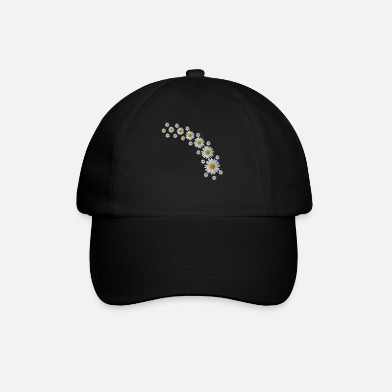 Marguerites Ranke, fleurs blanches, fleurs, floral, - Casquette classique - noir/noir