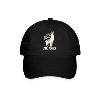 Alpaka Leben Besser mit Alpaka Lama Zoo Geschenk - Baseballkappe - Schwarz/Schwarz - Vorne
