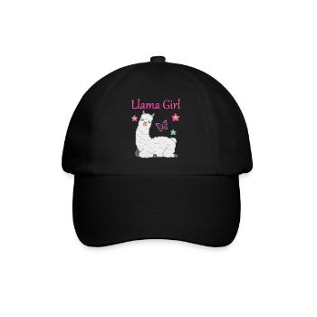Llama alpaca girl gift women kids - Baseball Cap - black/black - Front