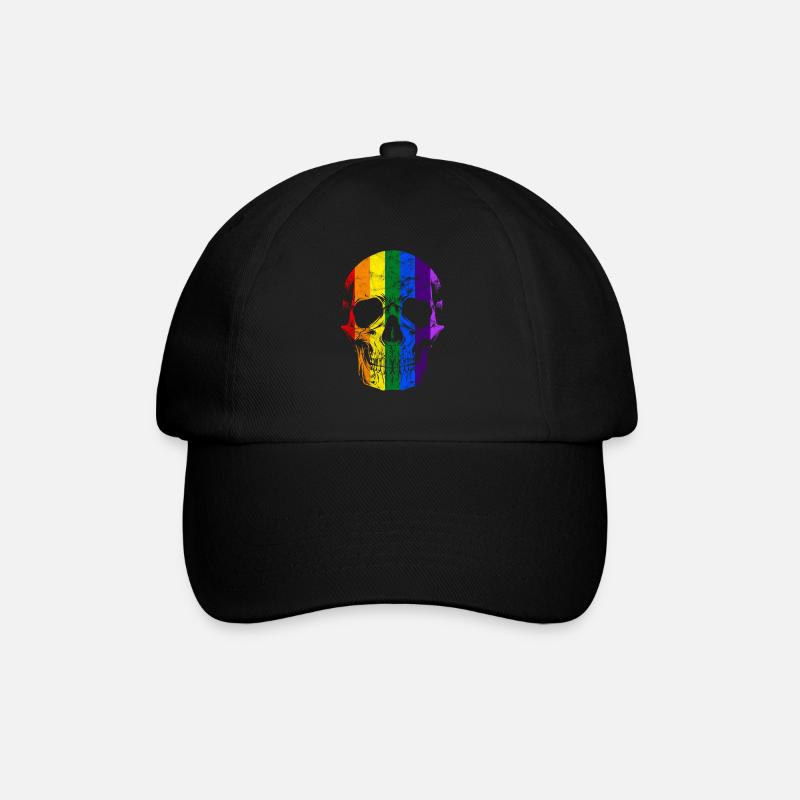 Rainbow rainbow skull LGBT - Baseball Cap - black/black