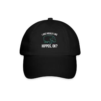 Flusspferde Nilpferd Großflusspferd Hippopotamus - Baseballkappe - Schwarz/Schwarz - Vorne