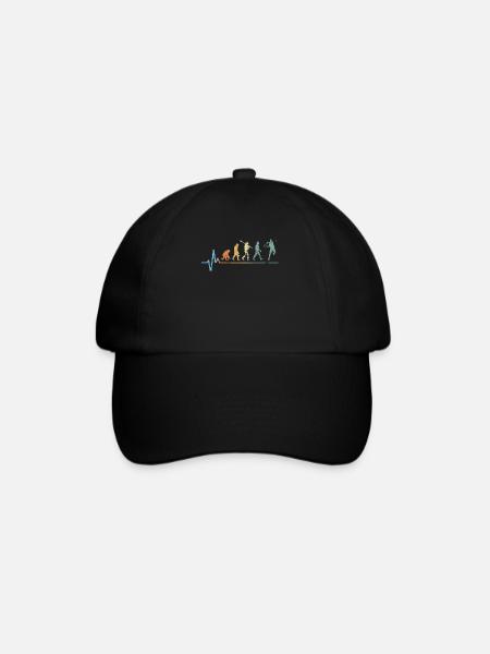 Tennis Evolution Herzschlag Vintage Retro Puls - Baseballkappe - Schwarz/Schwarz