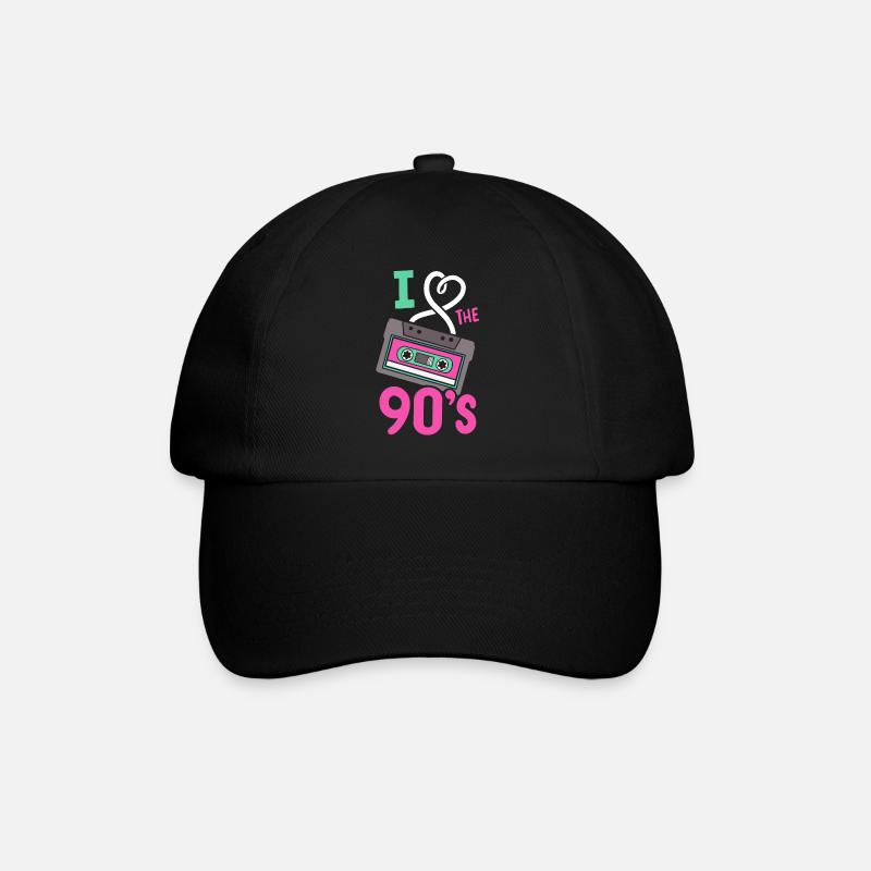 90er Retro I liebe die Neunziger - Baseballkappe - Schwarz/Schwarz
