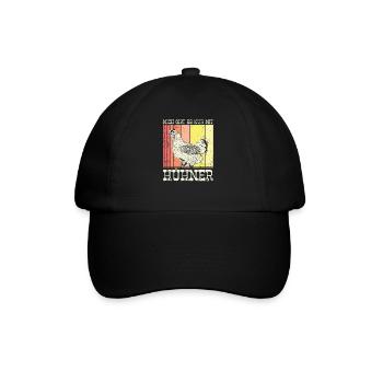 Mich Gibt Es Nur Mit Hühner Huhn Lustig - Baseballkappe - Schwarz/Schwarz - Vorne