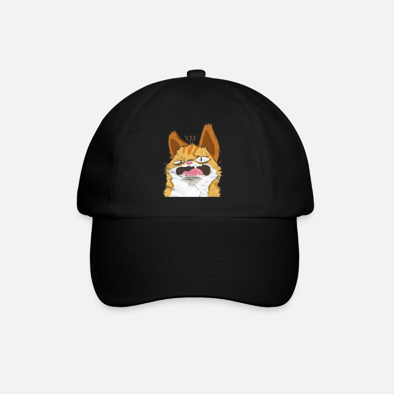 Verrückte Katze - Baseballkappe - Schwarz/Schwarz