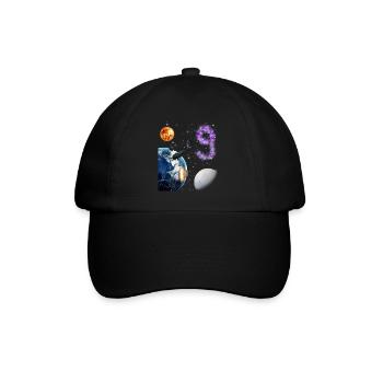 9. Geburtstag Kinder Weltraum - Baseballkappe - Schwarz/Schwarz - Vorne