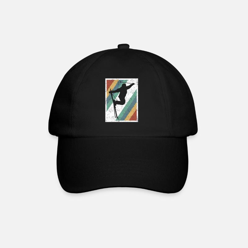 Skier Freestyle Retro Grafik Geschenk - Baseballkappe - Schwarz/Schwarz