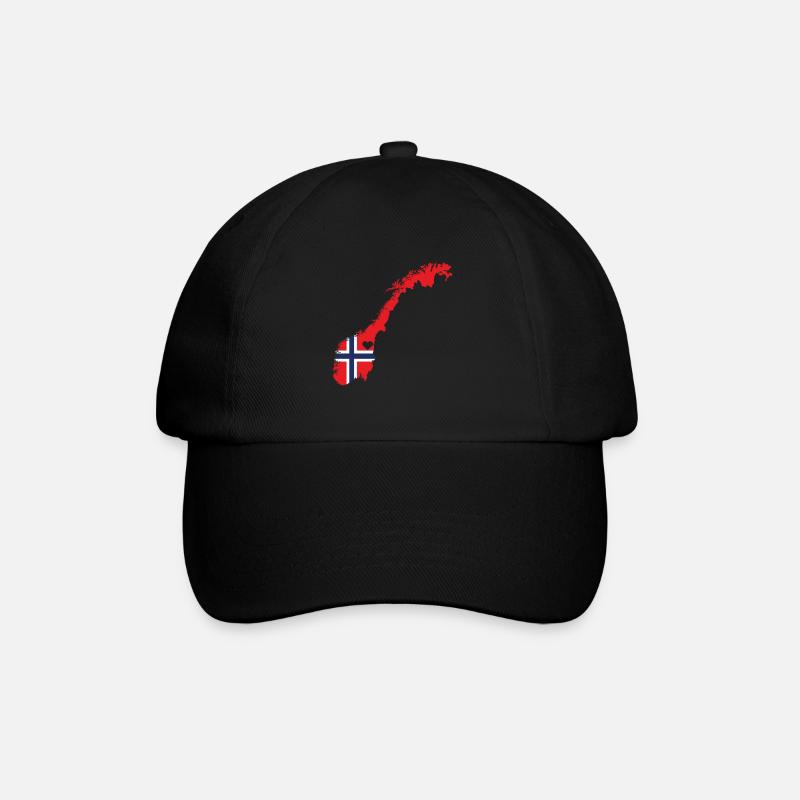 Liebe Norwegen Geschenk Norwegisch Stolz Herz - Baseballkappe - Schwarz/Schwarz
