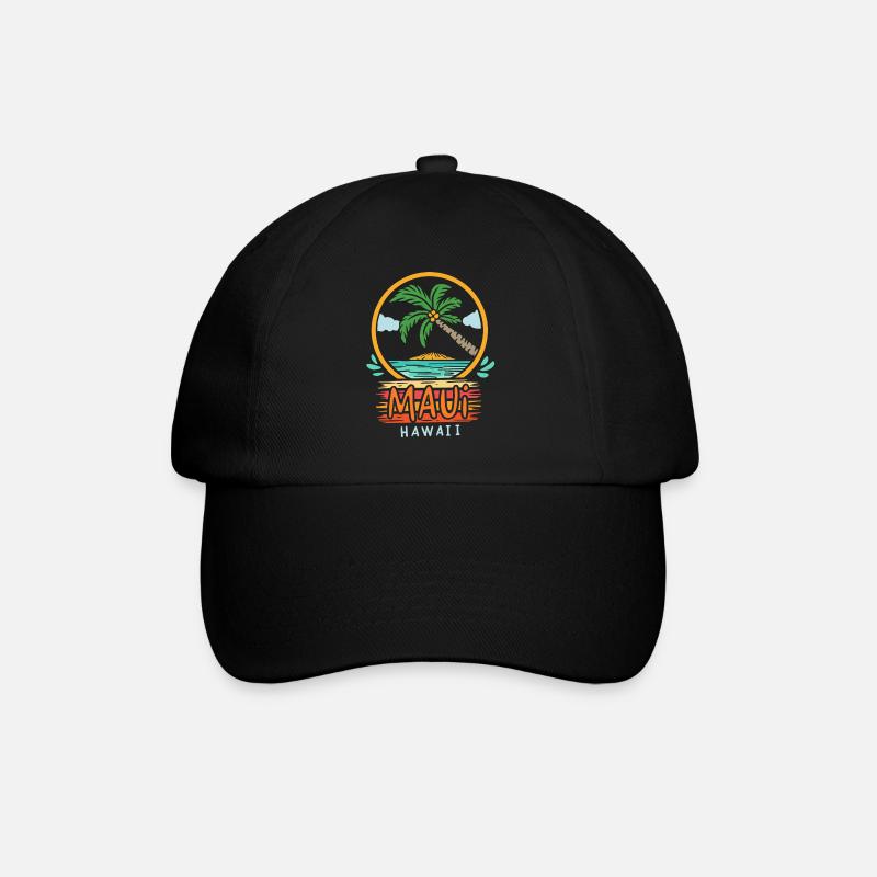 Maui Hawaii Retro - Baseballkappe - Schwarz/Schwarz