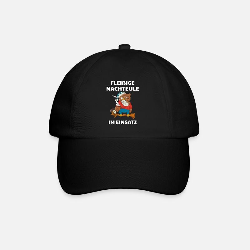 Fleißige Nachteule Krankenpflege Geschenk - Baseballkappe - Schwarz/Schwarz