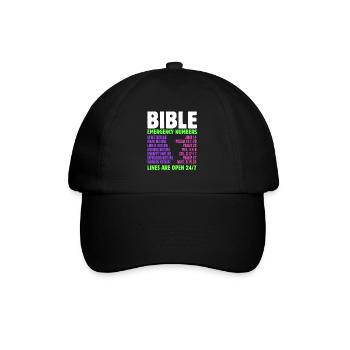 Notfallnummer Tag Christlicher Gläubiger Bibelkont - Baseballkappe - Schwarz/Schwarz - Vorne