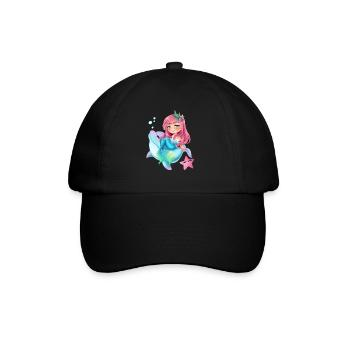 Mermaid Riding Dolphin For Woman Kids Cute Mermaid - Baseballkappe - Schwarz/Schwarz - Vorne