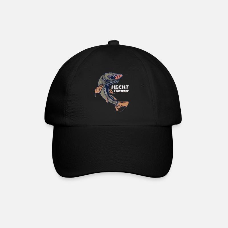 Hecht Flüsterer - Angler Geschenk Hechtangeln - Baseballkappe - Schwarz/Schwarz