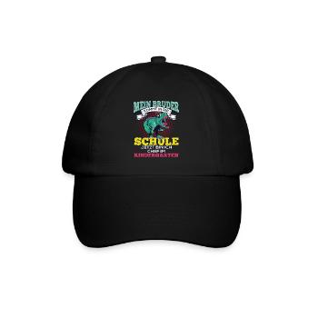 Einschulung Geschwister Geschenk Bruder Dino T-Rex - Baseballkappe - Schwarz/Schwarz - Vorne