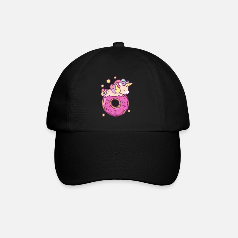 Nette Einhorn Donut Mädchen Kinder - Baseballkappe - Schwarz/Schwarz