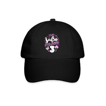 3. Geburtstag Mädchen 3 Süße Prinzessin Geburtstag - Baseballkappe - Schwarz/Schwarz - Vorne