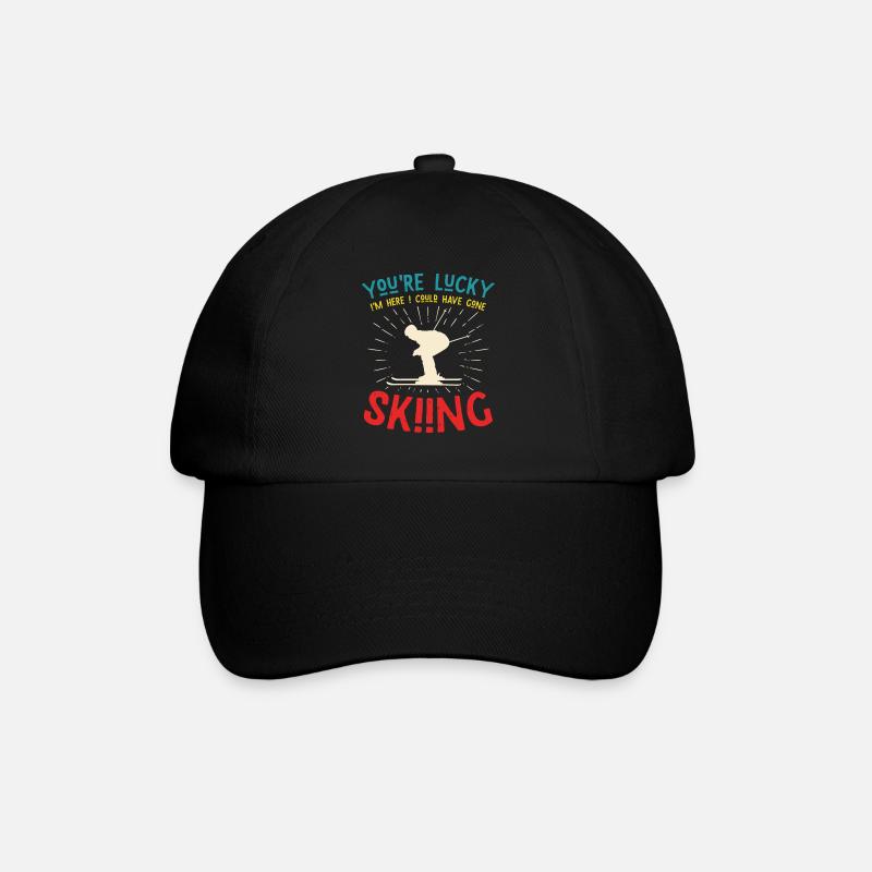 You're lucky skiing - skier saying - Baseball Cap - black/black