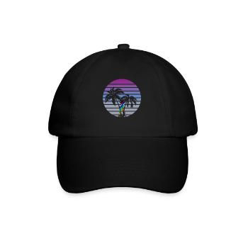 synth wave babe 80s miami style palms - Baseball Cap - black/black - Front