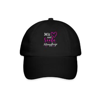 Mit Herz und Seele Altenpflege Pflegerin Geschenk - Baseballkappe - Schwarz/Schwarz - Vorne