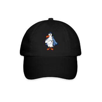 Muskelöse Seemöwe mit Anker Tattoo Möwe Geschenk - Baseballkappe - Schwarz/Schwarz - Vorne