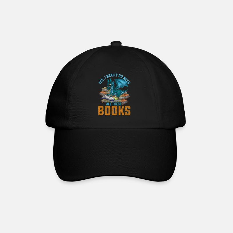 Drachen Buch Fantasy Tier - Baseballkappe - Schwarz/Schwarz