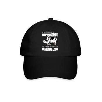Kuh mit Kalb keine Zeit lustiger Spruch - Baseballkappe - Schwarz/Schwarz - Vorne
