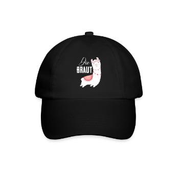 Die Braut Bride Lama Alpaka JGA Llama - Baseballkappe - Schwarz/Schwarz - Vorne