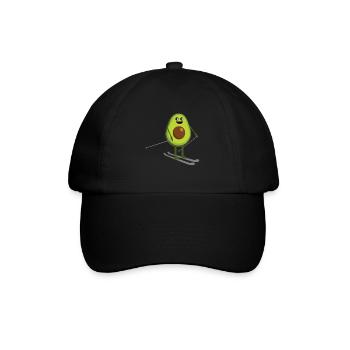 Skifahrer - Avocado auf Skiern lustig - Baseballkappe - Schwarz/Schwarz - Vorne