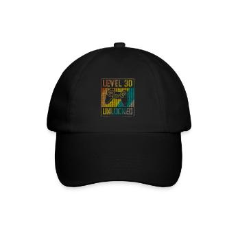 30 Geburtstag Geschenk Level 30 Unlocked - Baseballkappe - Schwarz/Schwarz - Vorne