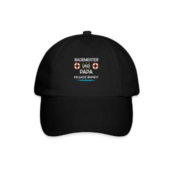 Bademeister Papa Vater Rettungsschwimmer Geschenk - Baseballkappe - Schwarz/Schwarz - Vorne