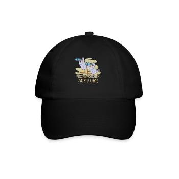 Moin plattdeutsch norddeutsch Möwen Fischbrötchen - Baseballkappe - Schwarz/Schwarz - Vorne