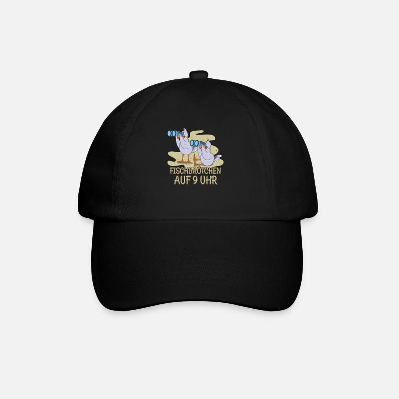 Moin plattdeutsch norddeutsch Möwen Fischbrötchen - Baseballkappe - Schwarz/Schwarz