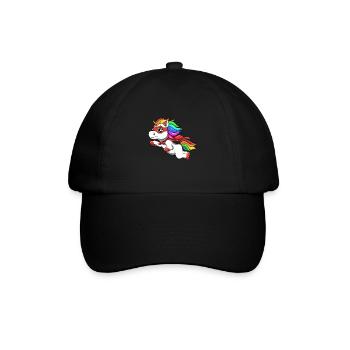 Funny unicorn as a hero for a superhero - Baseball Cap - black/black - Front