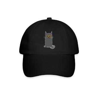 Cute gray cat with yellow eyes for - Baseball Cap - black/black - Front
