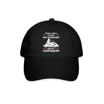 Kart Gokart Kartsport Kartfahrerin Damen Geschenk - Baseballkappe - Schwarz/Schwarz - Vorne