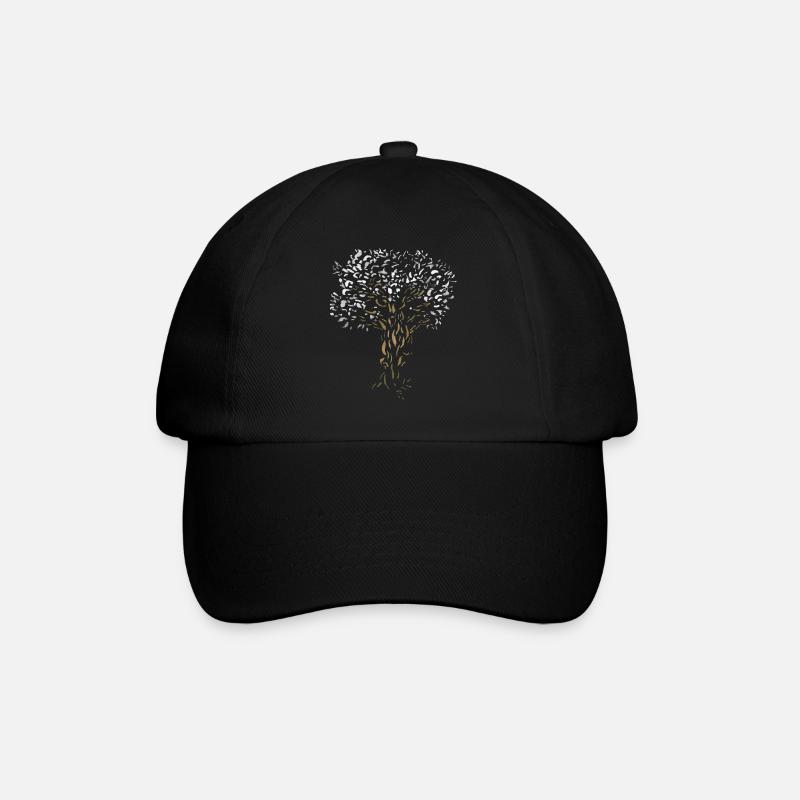 Baum - Esche / Weltenbaum Natur Aquarell Malerei - Baseballkappe - Schwarz/Schwarz