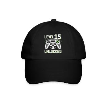 Cadeau de joueur de niveau 15 de 15e anniversaire - Casquette classique - noir/noir - Devant
