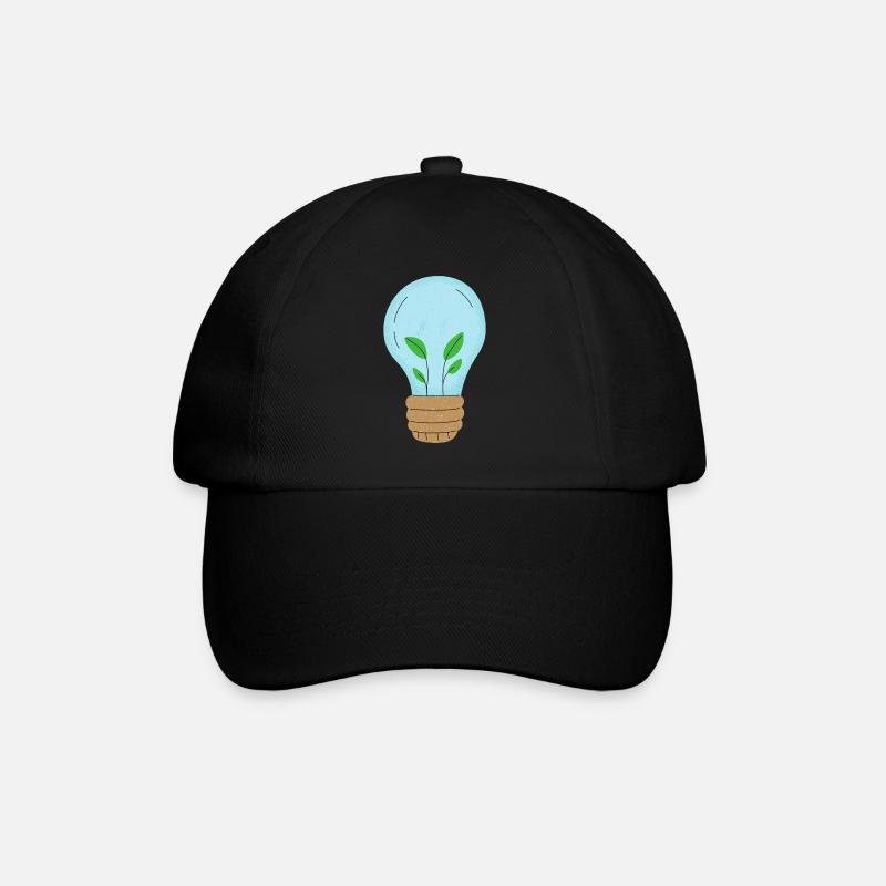 Light bulb with plants - Earth day - Casquette classique - noir/noir