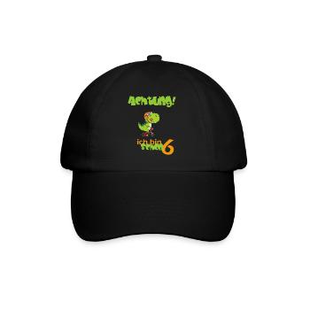 Dino Geburtstag 6 - Baseballkappe - Schwarz/Schwarz - Vorne