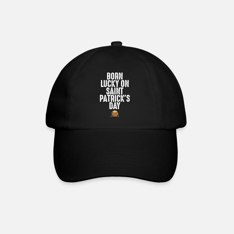 Born Lucky On Saint Patrick es Day Birthday Irish - Baseballkappe - Schwarz/Schwarz