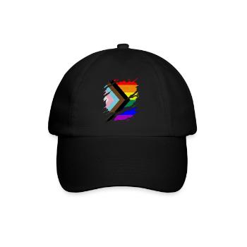 LGBTQ Progress Pride Flag Ripped Reveal - Baseball Cap - black/black - Front