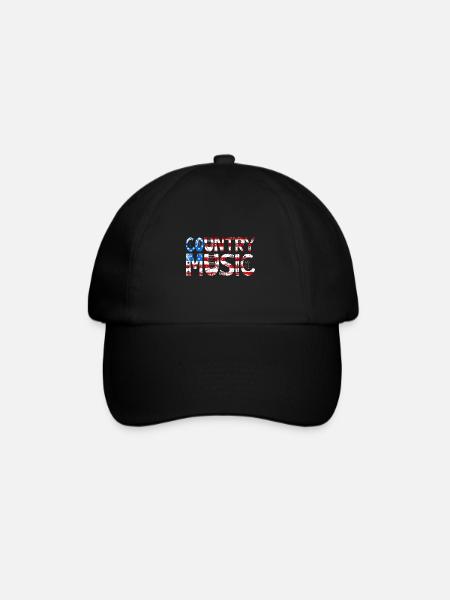 Country Music Retro Vintage Guitar - Baseball Cap - black/black
