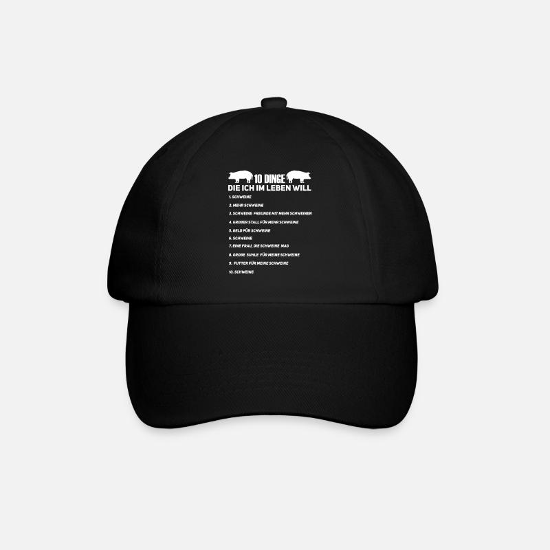 Schwein Schweine Bauer Geschenk - Baseballkappe - Schwarz/Schwarz