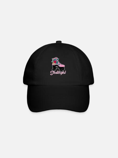 Skatergirl - Rollschuh Design - Baseballkappe - Schwarz/Schwarz