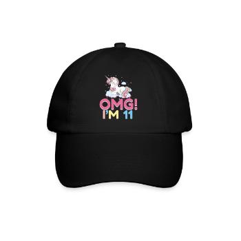 11th Birthday Girl 11 Year Old Unicorn Party - Baseball Cap - black/black - Front