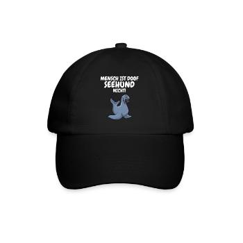 Menschen sind Doof Seehund nicht - Baseballkappe - Schwarz/Schwarz - Vorne