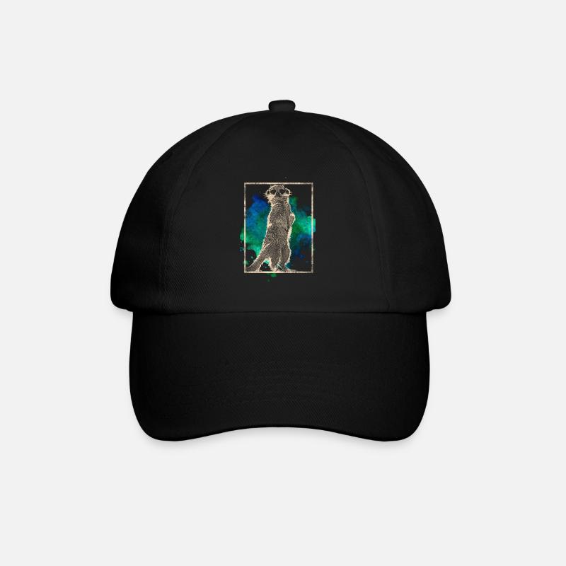 Erdmännchen - Baseballkappe - Schwarz/Schwarz