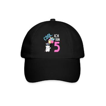 5. Geburtstag 5 Jahre Kindergeburtstag - Baseballkappe - Schwarz/Schwarz - Vorne